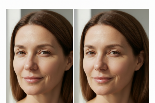 GlowGen Facial Collagen before and after results showing improved skin firmness and radiance