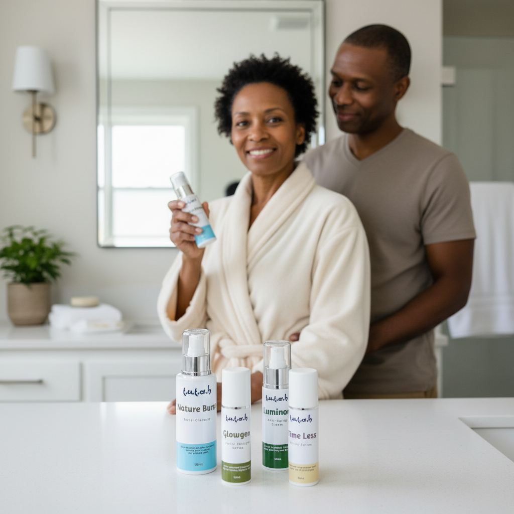 Anti-Aging Treatment Set - product-focused with African American couple