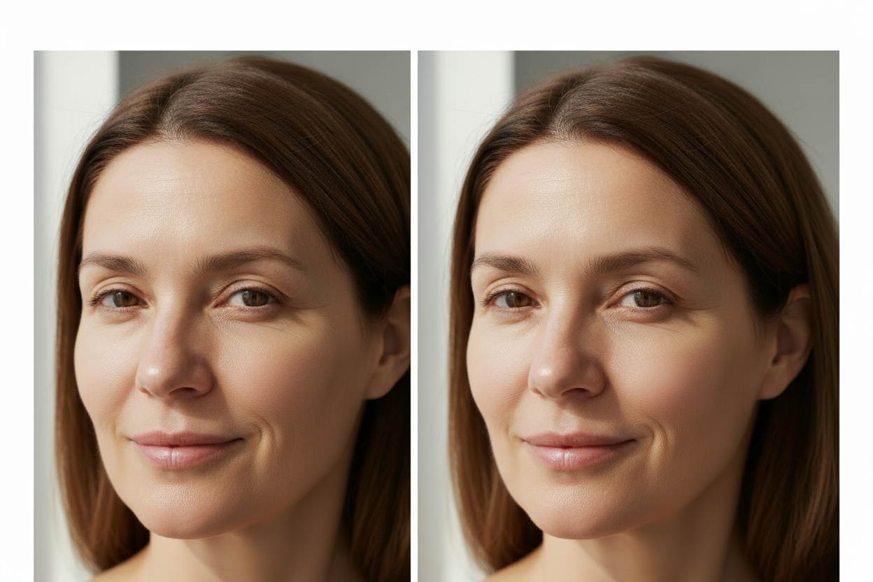 GlowGen Facial Collagen before and after results showing improved skin firmness and radiance
