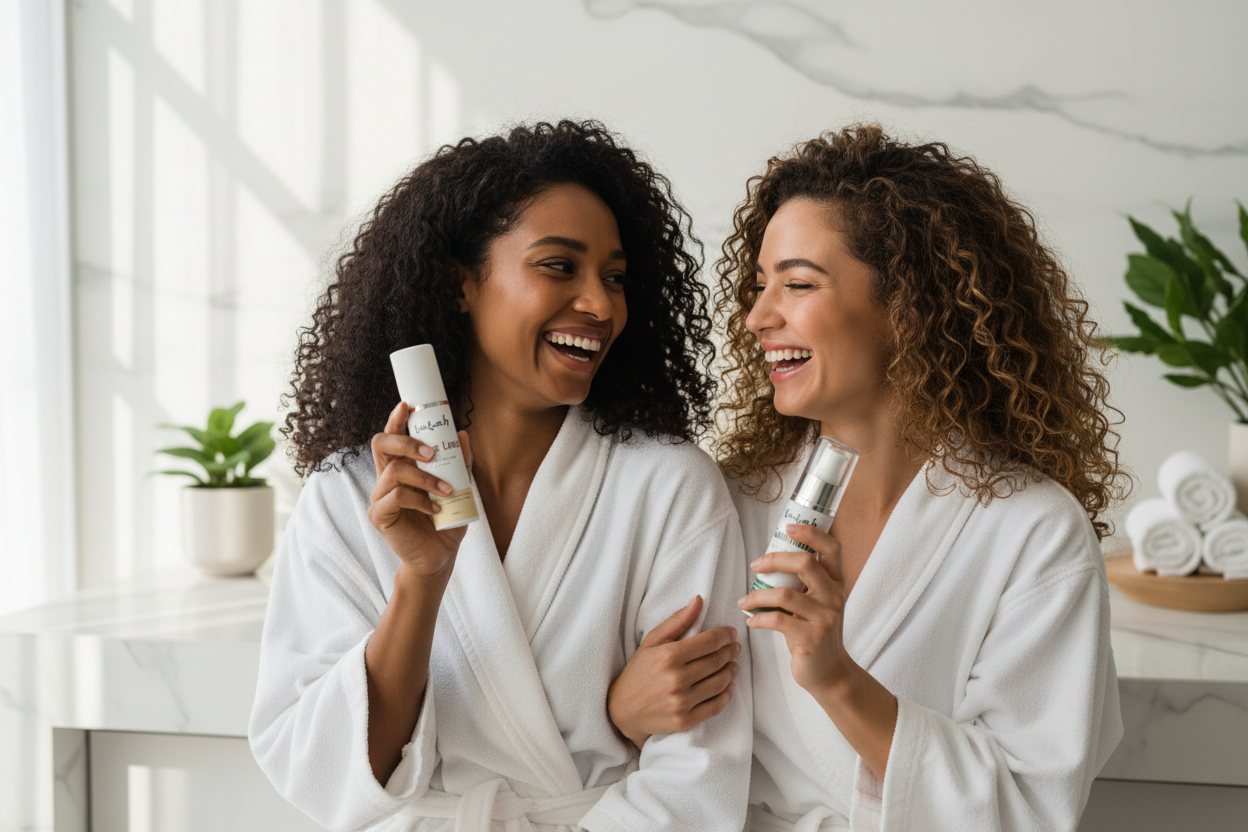 Two Women Curly Hair Indoor Spa Variation